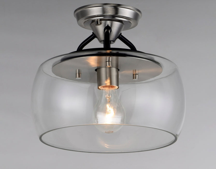 Maxim 26129CLBKSN One Light Semi-Flush Mount, Black / Satin Nickel