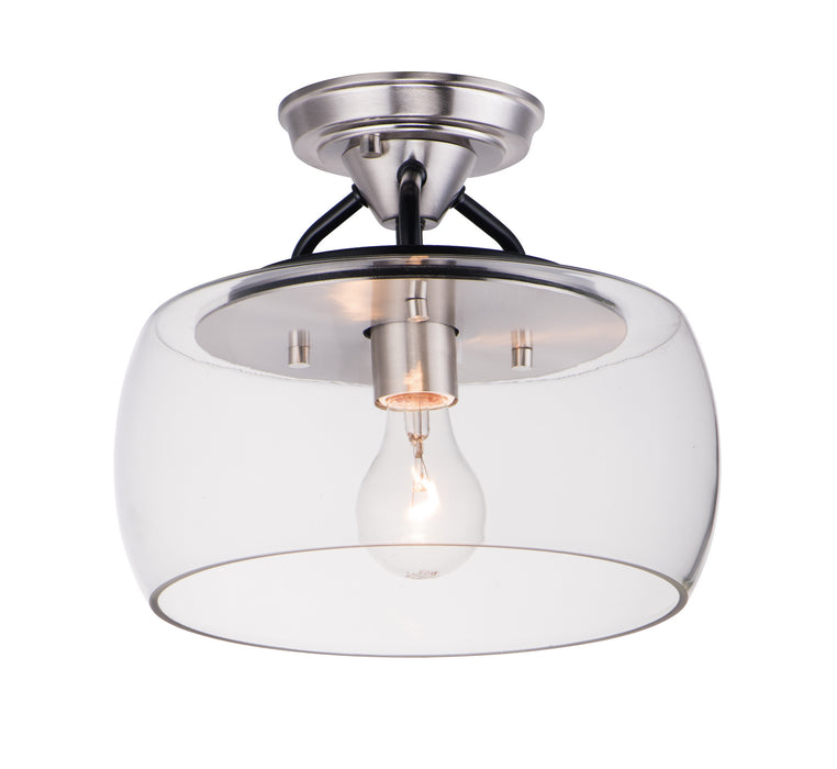 Maxim 26129CLBKSN One Light Semi-Flush Mount, Black / Satin Nickel