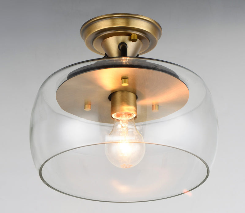Maxim 26129CLBZAB One Light Semi-Flush Mount, Bronze / Antique Brass