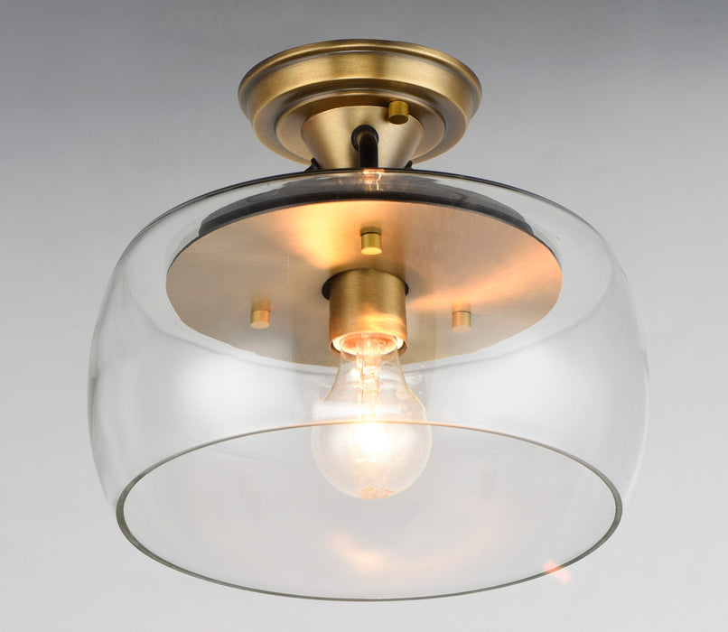 Maxim 26129CLBZAB One Light Semi-Flush Mount, Bronze / Antique Brass