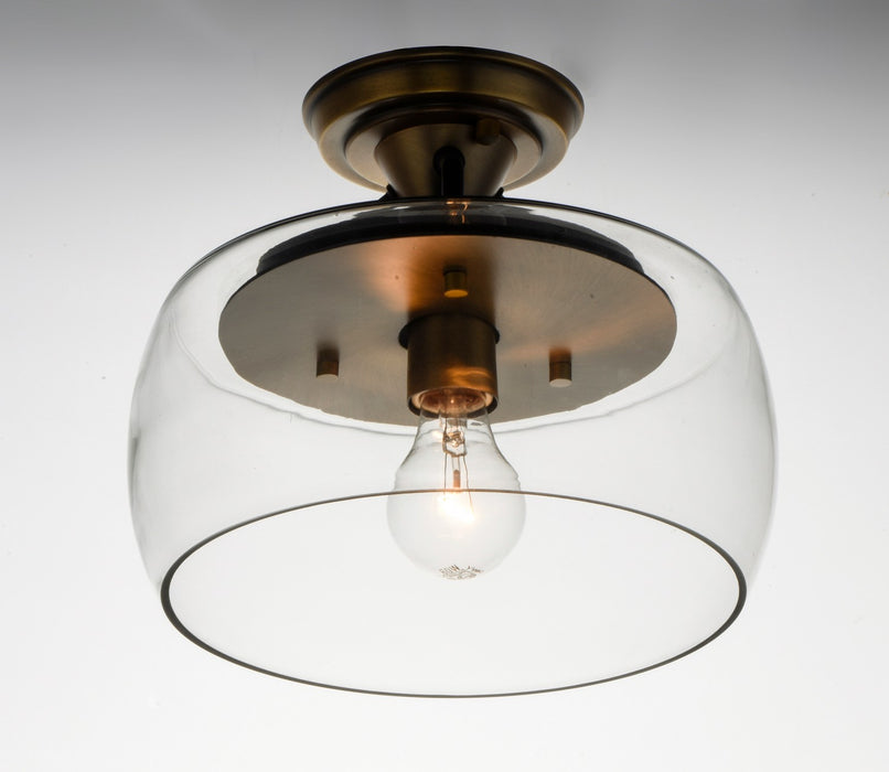 Maxim 26129CLBZAB One Light Semi-Flush Mount, Bronze / Antique Brass