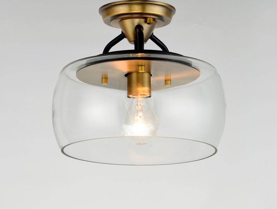 Maxim 26129CLBZAB One Light Semi-Flush Mount, Bronze / Antique Brass