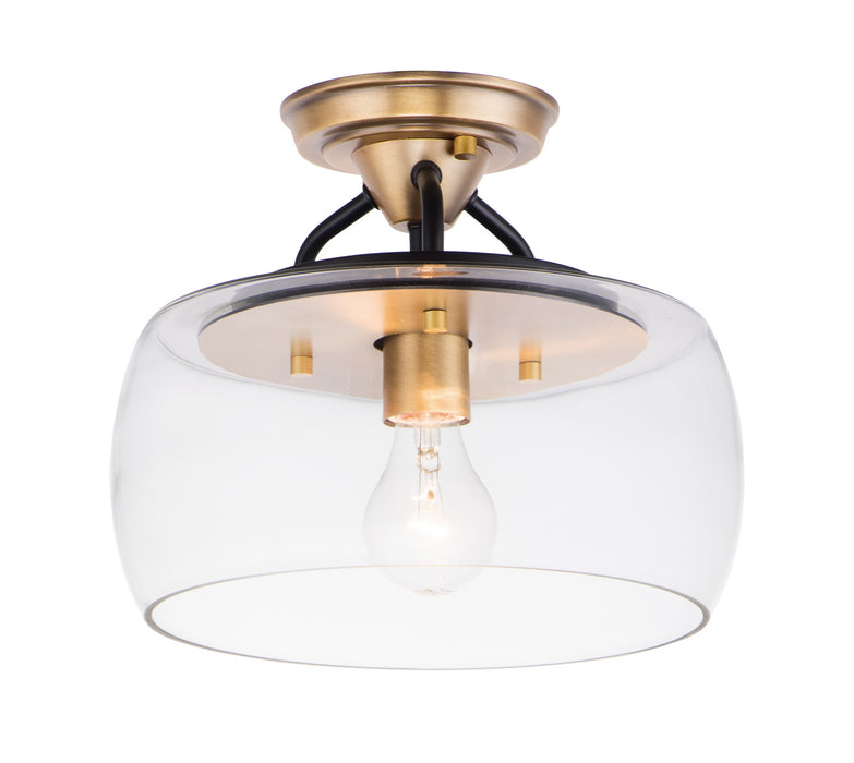 Maxim 26129CLBZAB One Light Semi-Flush Mount, Bronze / Antique Brass
