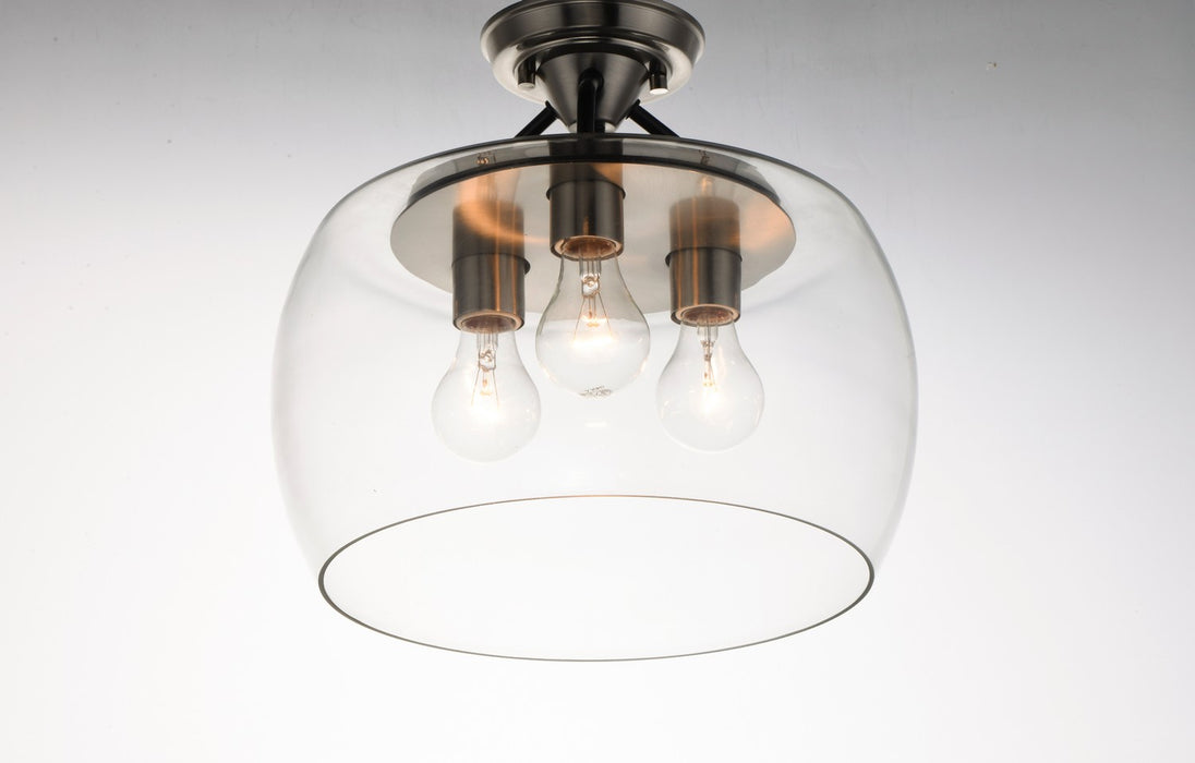Maxim 26130CLBKSN Three Light Semi-Flush Mount, Black / Satin Nickel