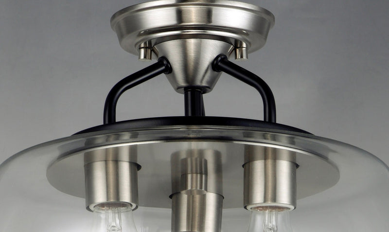 Maxim 26130CLBKSN Three Light Semi-Flush Mount, Black / Satin Nickel