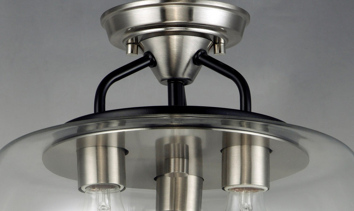 Maxim 26130CLBKSN Three Light Semi-Flush Mount, Black / Satin Nickel