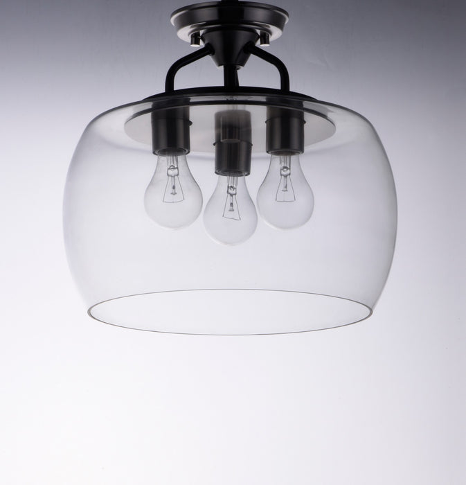 Maxim 26130CLBKSN Three Light Semi-Flush Mount, Black / Satin Nickel