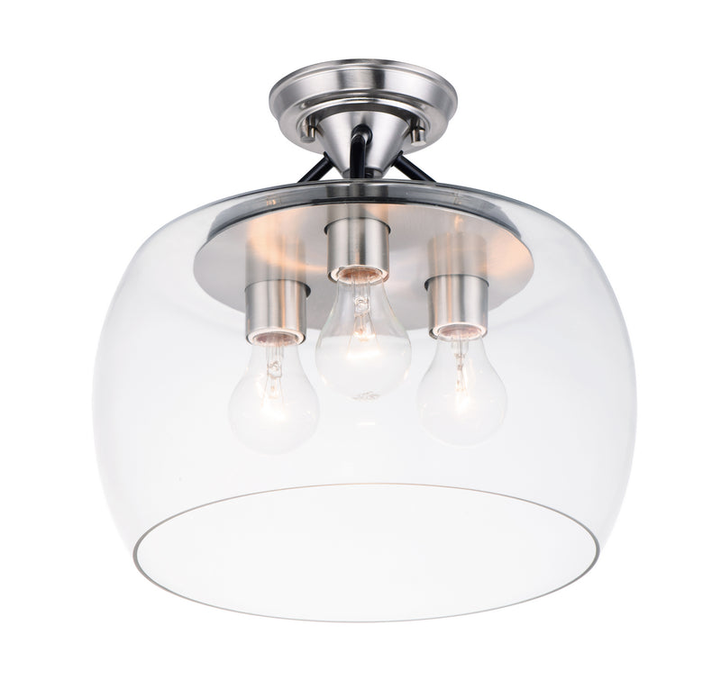 Maxim 26130CLBKSN Three Light Semi-Flush Mount, Black / Satin Nickel