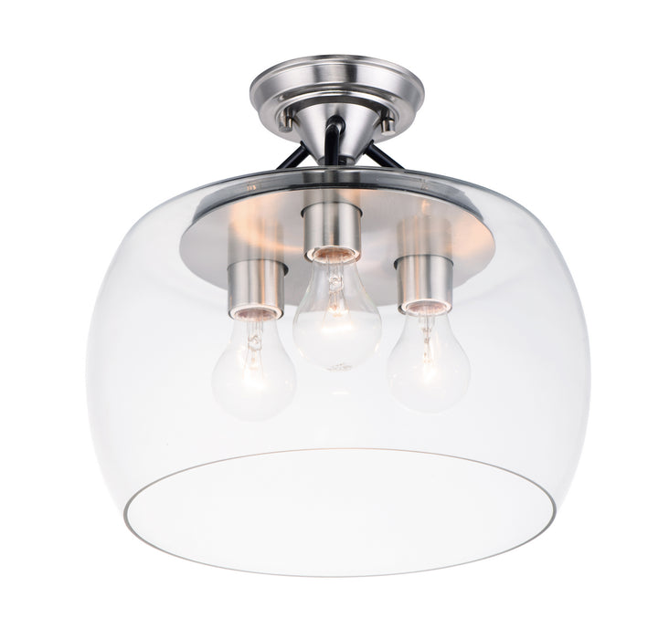 Maxim 26130CLBKSN Three Light Semi-Flush Mount, Black / Satin Nickel