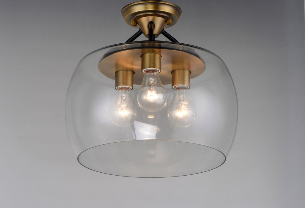 Maxim 26130CLBZAB Three Light Semi-Flush Mount, Bronze / Antique Brass