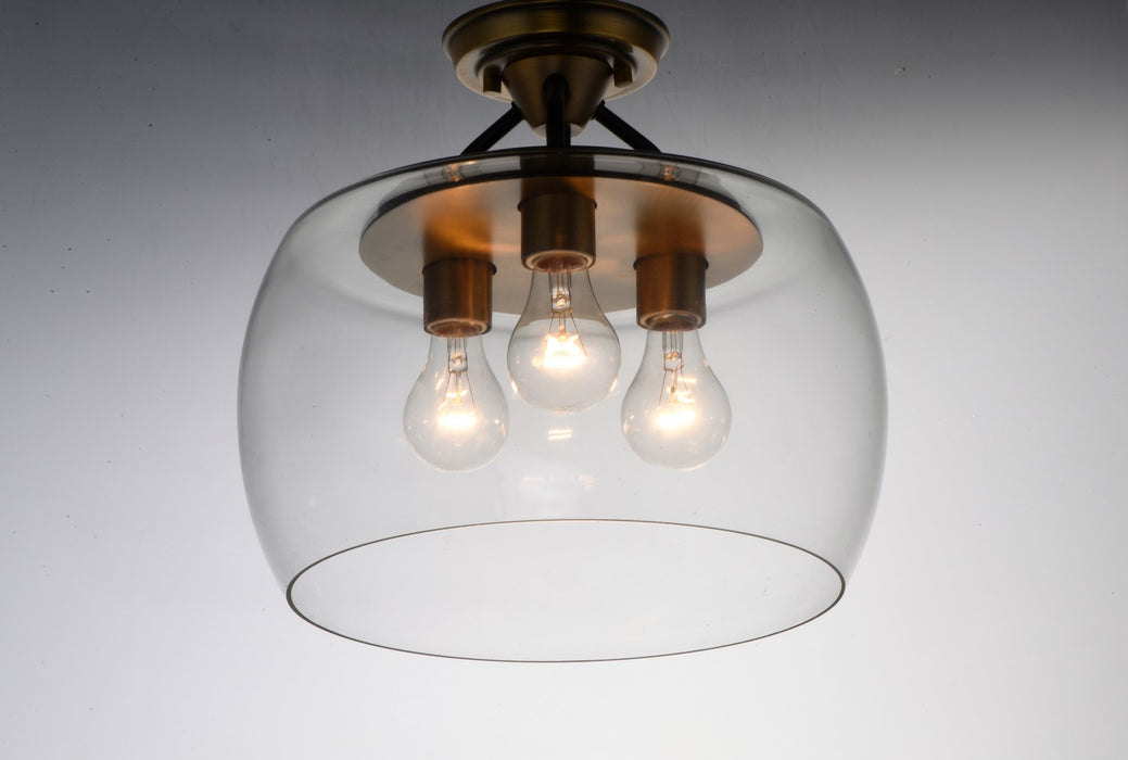 Maxim 26130CLBZAB Three Light Semi-Flush Mount, Bronze / Antique Brass