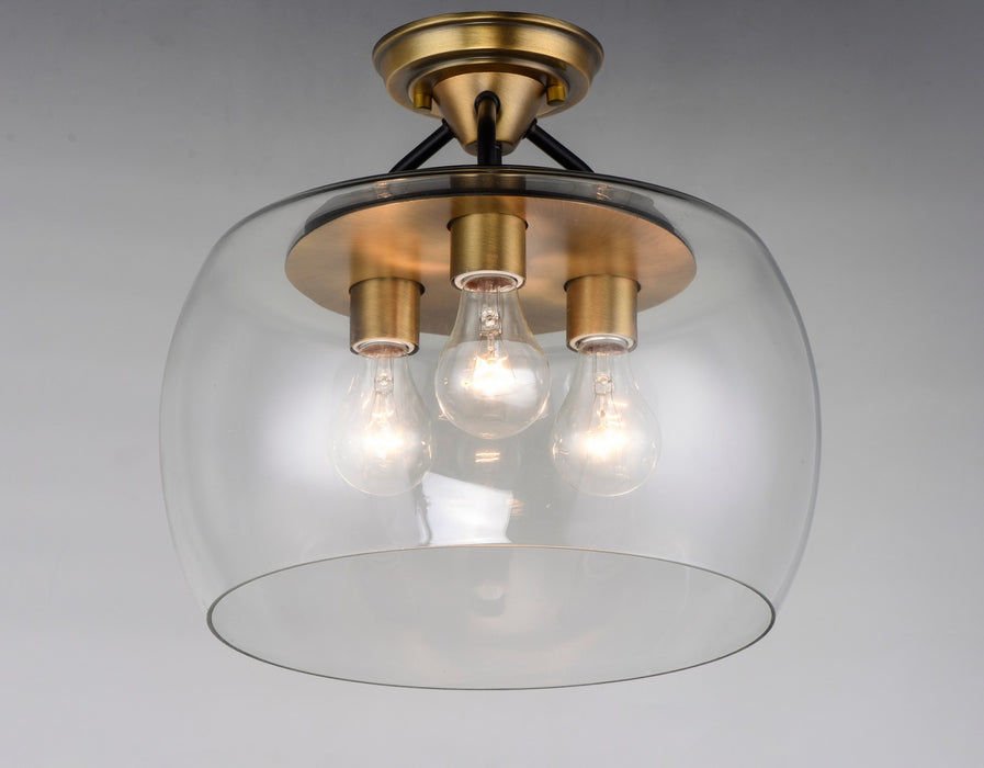 Maxim 26130CLBZAB Three Light Semi-Flush Mount, Bronze / Antique Brass