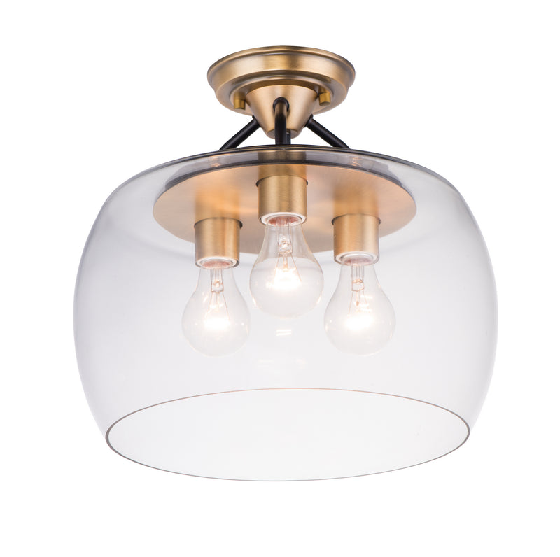 Maxim 26130CLBZAB Three Light Semi-Flush Mount, Bronze / Antique Brass