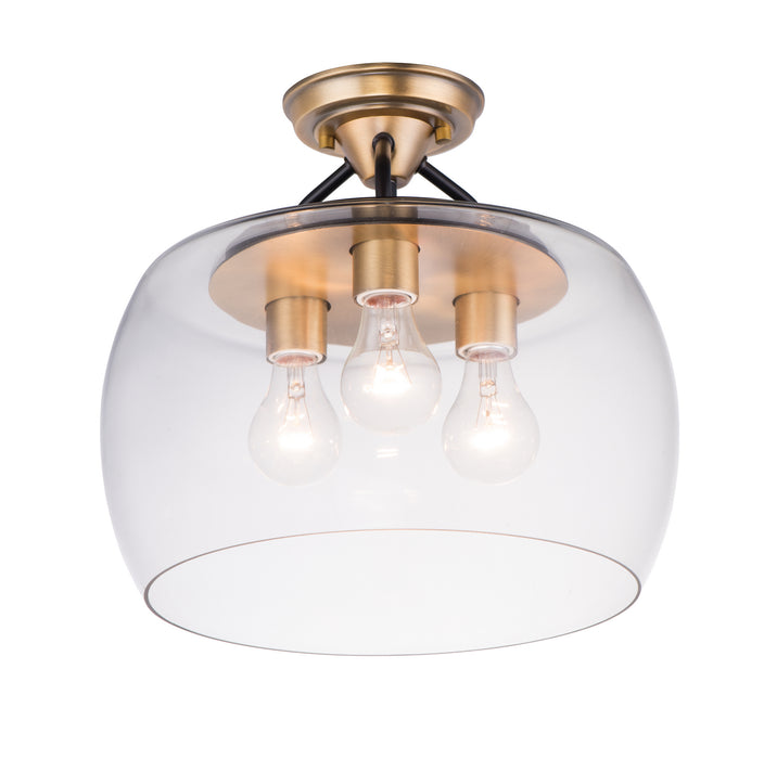 Maxim 26130CLBZAB Three Light Semi-Flush Mount, Bronze / Antique Brass