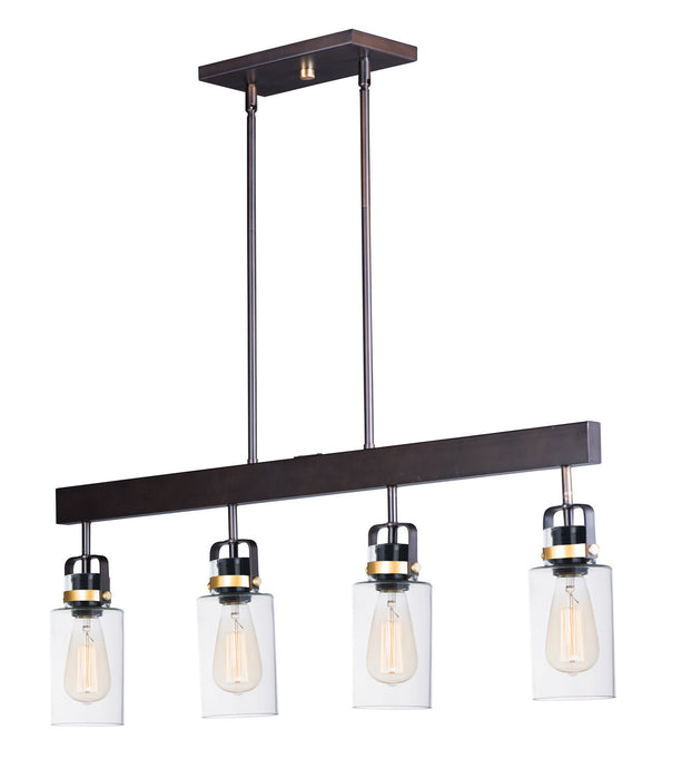 Maxim 30176CLBZGLD Four Light Linear Pendant, Bronze / Gold