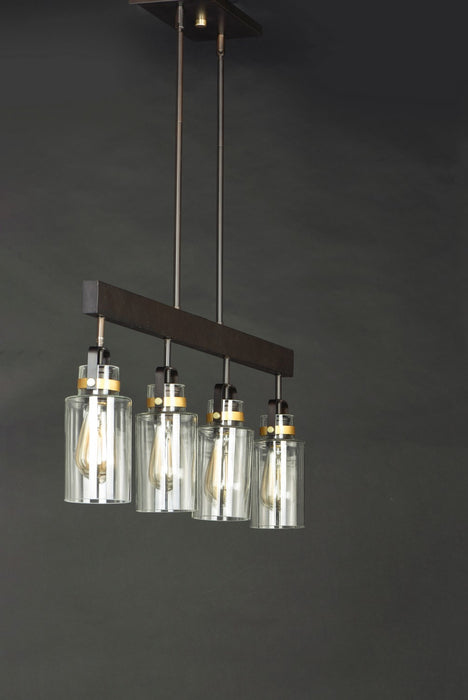 Maxim 30176CLBZGLD Four Light Linear Pendant, Bronze / Gold