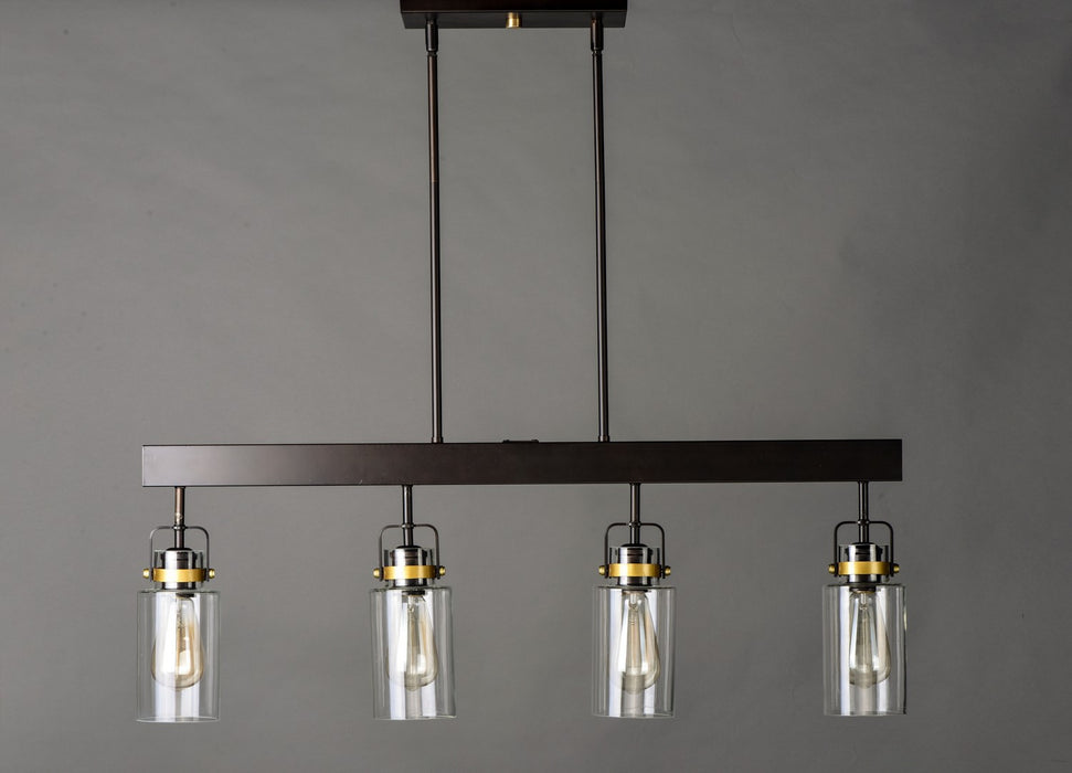Maxim 30176CLBZGLD Four Light Linear Pendant, Bronze / Gold