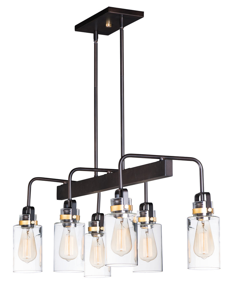 Maxim 30177CLBZGLD Six Light Linear Pendant, Bronze / Gold