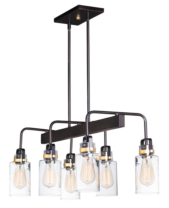 Maxim 30177CLBZGLD Six Light Linear Pendant, Bronze / Gold