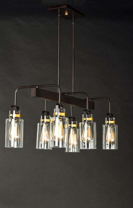 Maxim 30177CLBZGLD Six Light Linear Pendant, Bronze / Gold