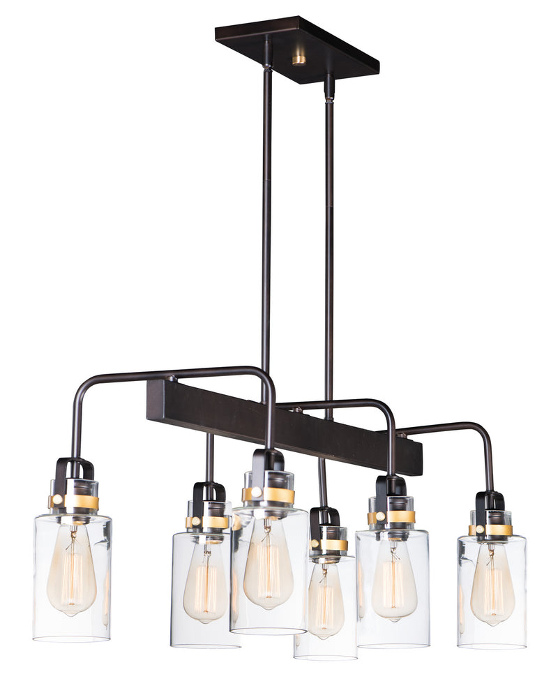 Maxim 30177CLBZGLD Six Light Linear Pendant, Bronze / Gold