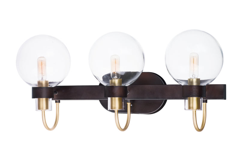 Maxim 30513CLBZSBR Three Light Bath Vanity, Bronze / Satin Brass