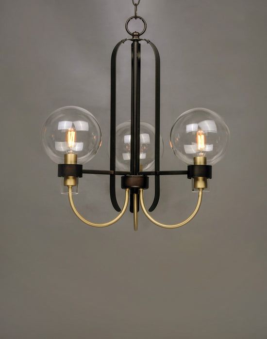 Maxim 30515CLBZSBR Three Light Chandelier, Bronze / Satin Brass