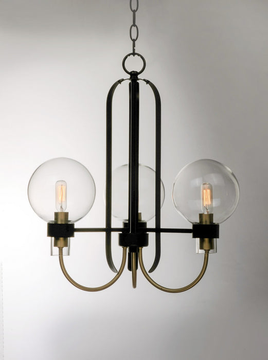 Maxim 30515CLBZSBR Three Light Chandelier, Bronze / Satin Brass