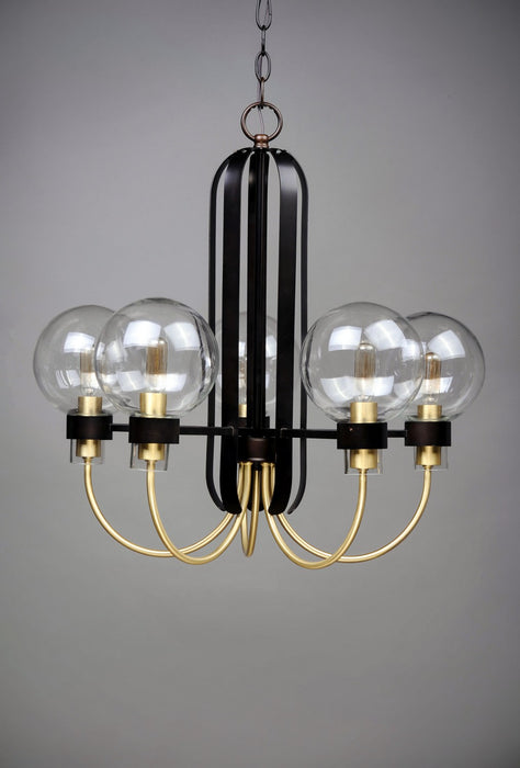 Maxim 30516CLBZSBR Five Light Chandelier, Bronze / Satin Brass