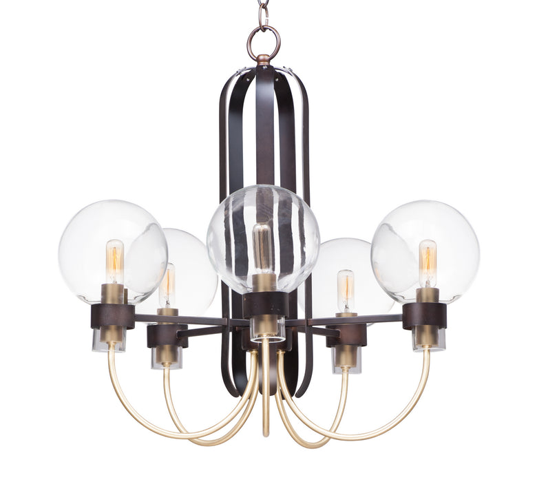Maxim 30516CLBZSBR Five Light Chandelier, Bronze / Satin Brass