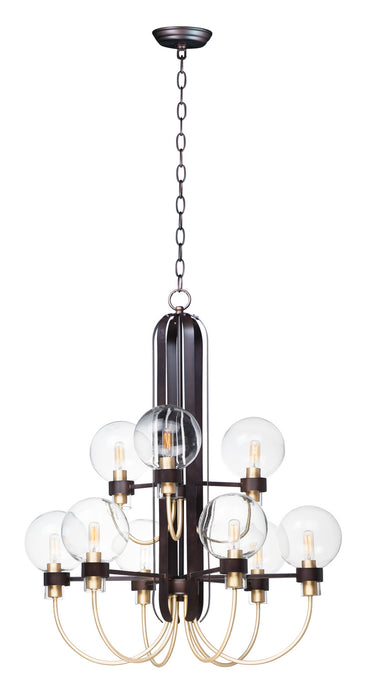 Maxim 30517CLBZSBR Nine Light Chandelier, Bronze / Satin Brass