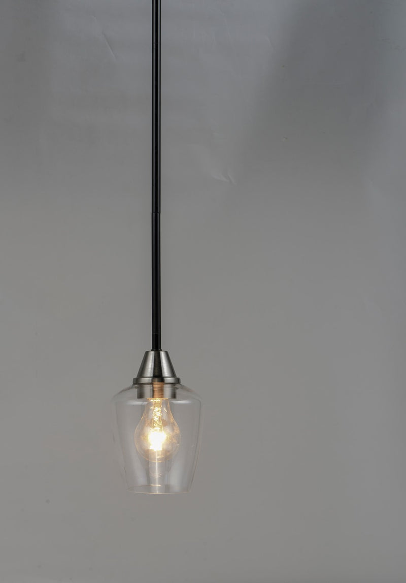 Maxim 96120CLBKSN One Light Mini Pendant, Black / Satin Nickel