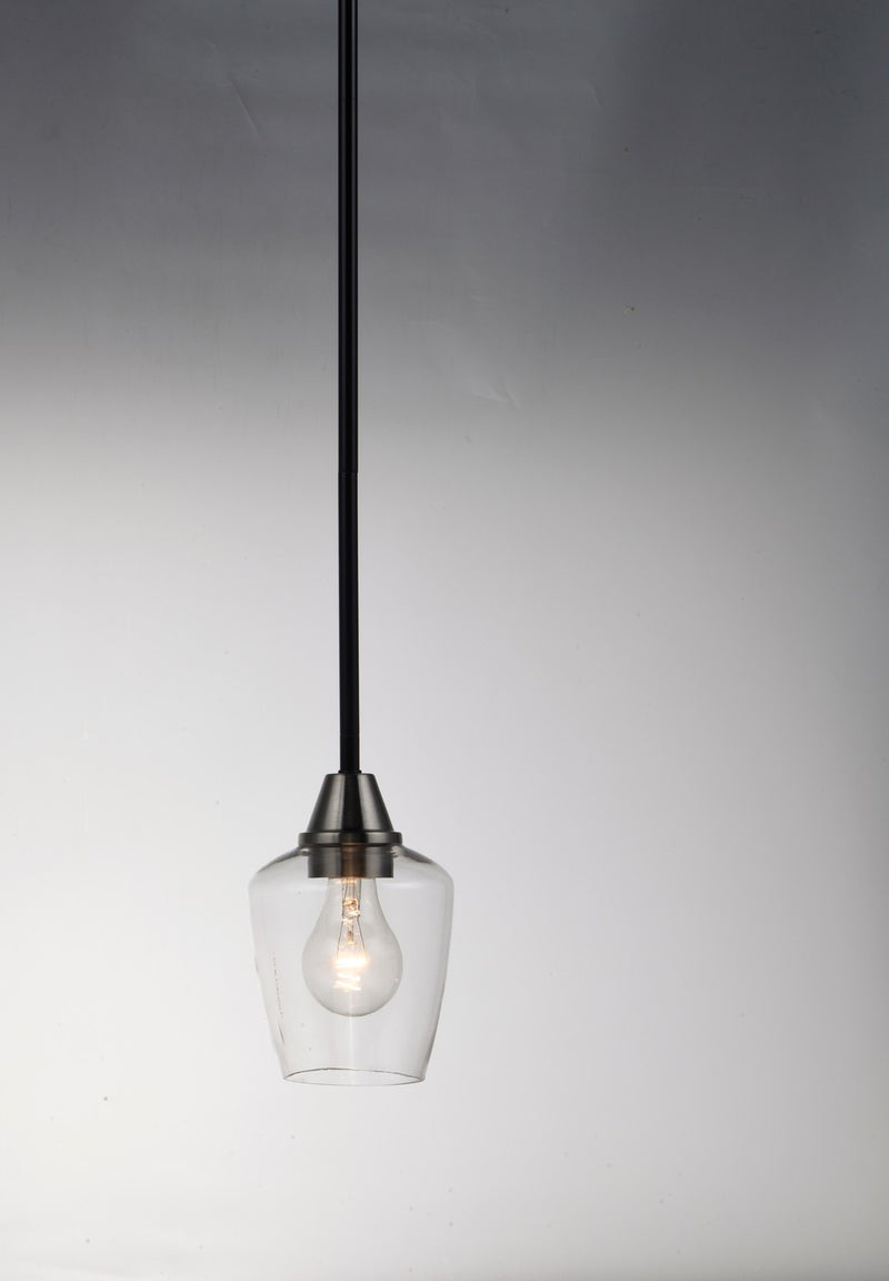 Maxim 96120CLBKSN One Light Mini Pendant, Black / Satin Nickel