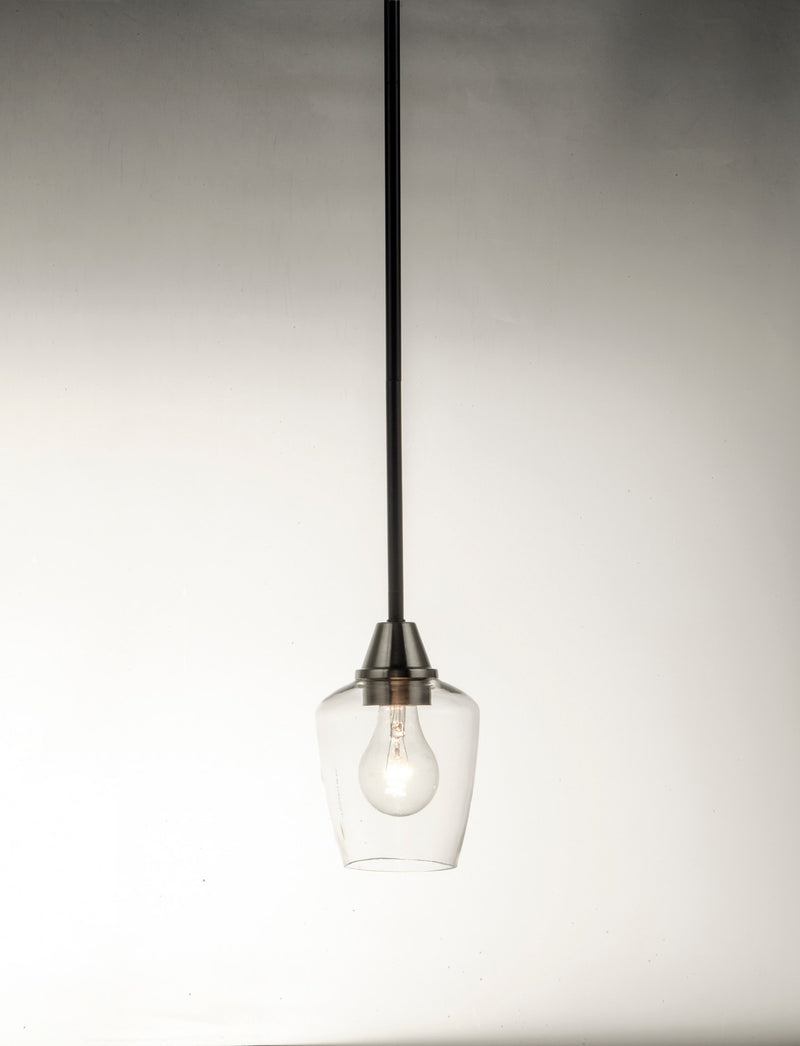 Maxim 96120CLBKSN One Light Mini Pendant, Black / Satin Nickel