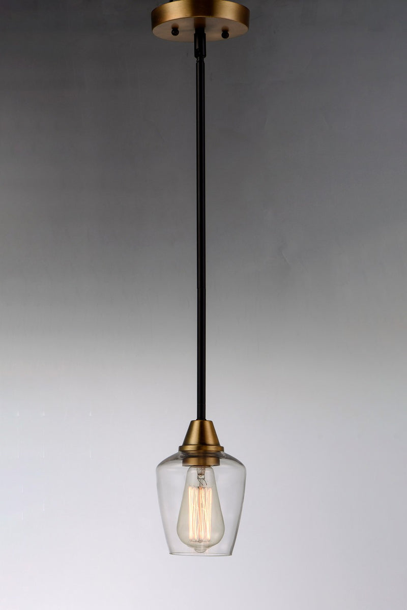 Maxim 96120CLBZAB One Light Mini Pendant, Bronze / Antique Brass