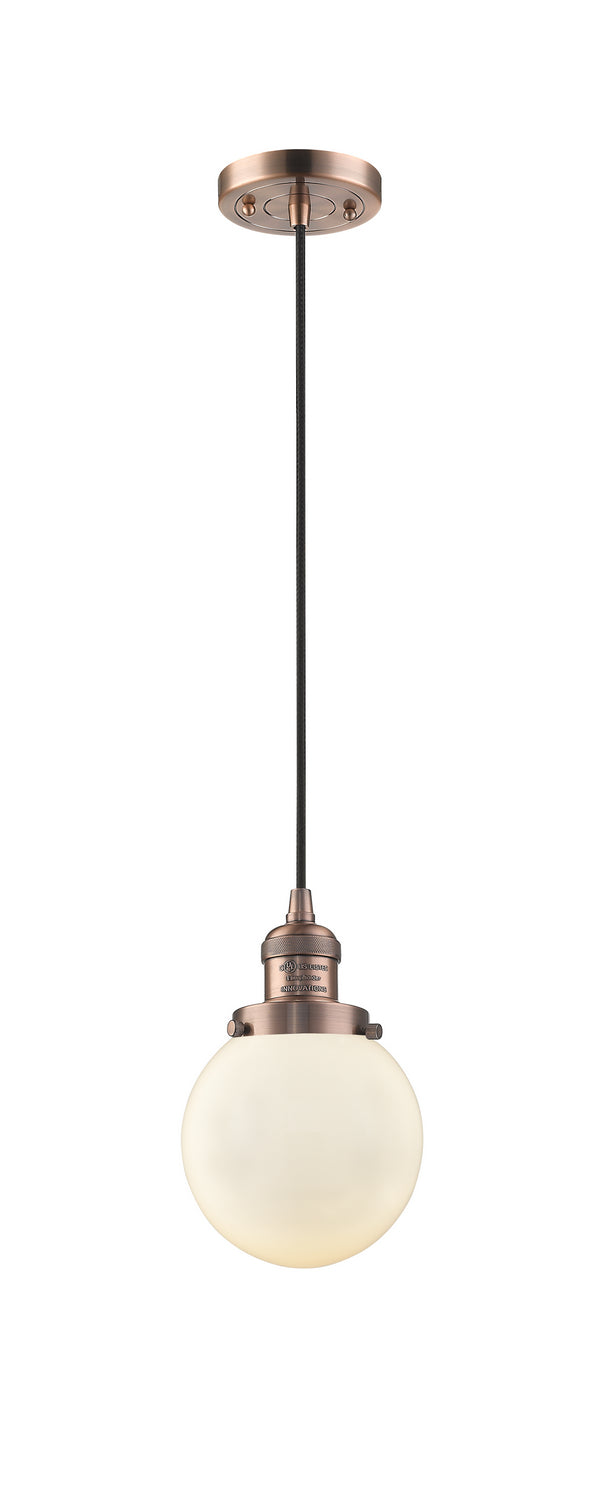 Innovations 201C-AC-G201-6 One Light Mini Pendant, Antique Copper