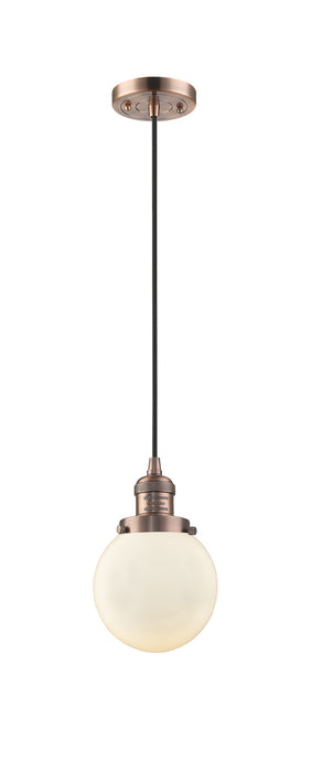 Innovations 201C-AC-G201-6 One Light Mini Pendant, Antique Copper