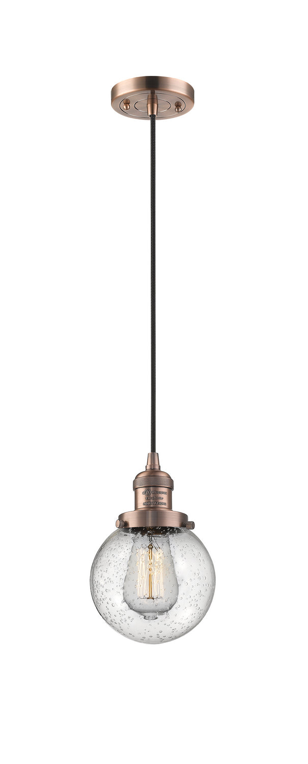 Innovations 201C-AC-G204-6 One Light Mini Pendant, Antique Copper