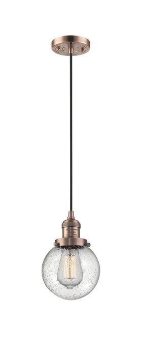 Innovations 201C-AC-G204-6 One Light Mini Pendant, Antique Copper