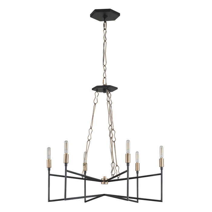 Varaluz 314C06HGCB Six Light Chandelier, Havana Gold/Carbon