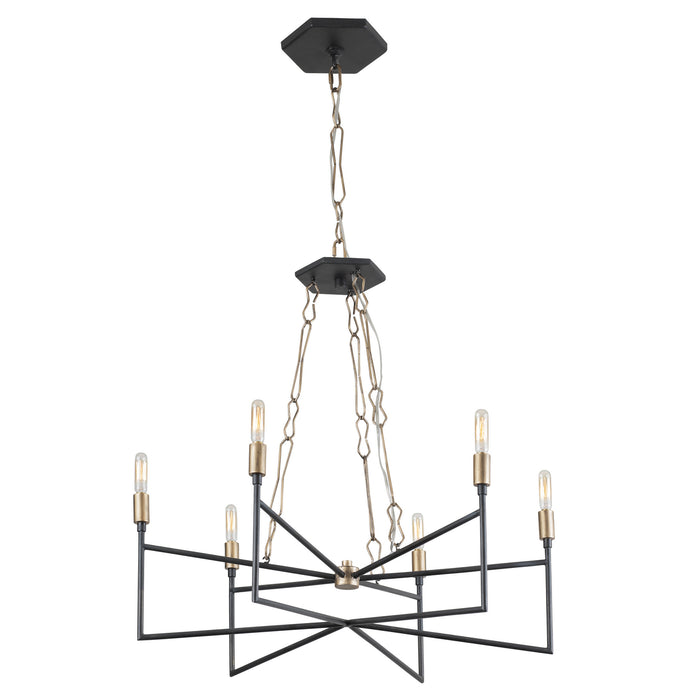 Varaluz 314C06HGCB Six Light Chandelier, Havana Gold/Carbon