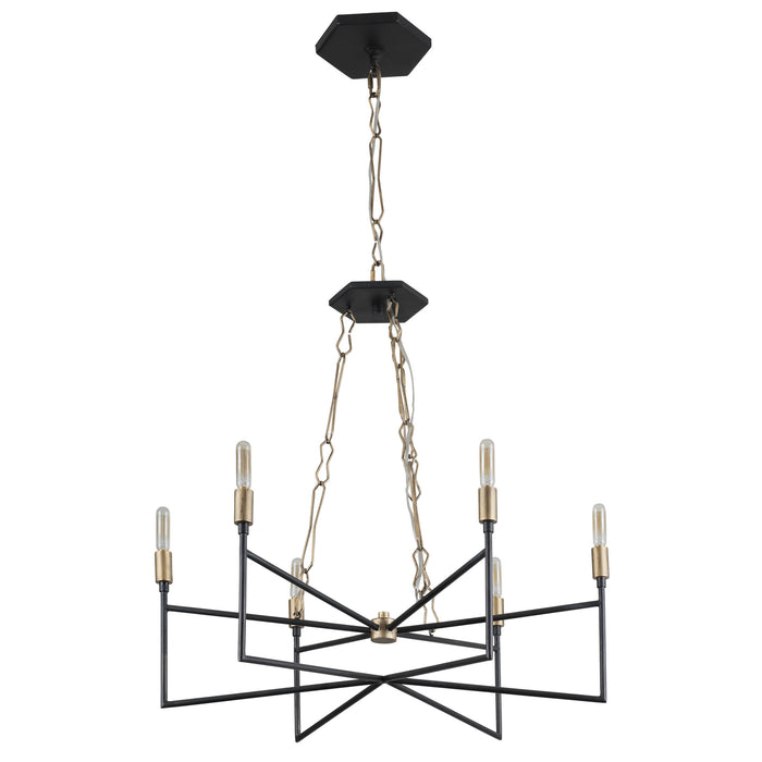 Varaluz 314C06HGCB Six Light Chandelier, Havana Gold/Carbon