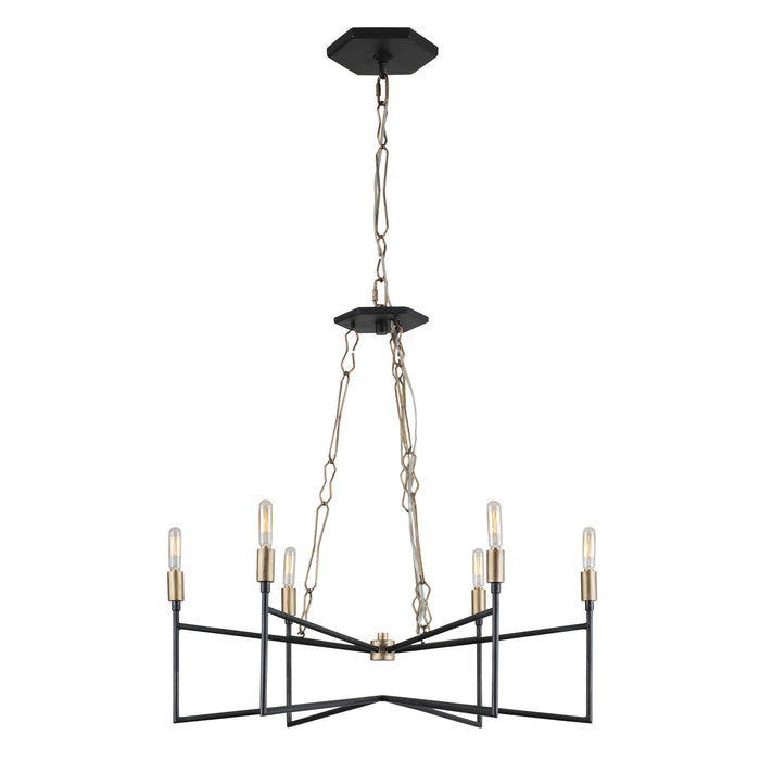 Varaluz 314C06HGCB Six Light Chandelier, Havana Gold/Carbon