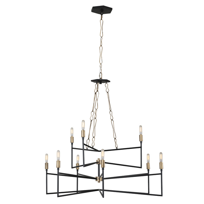 Varaluz 314C09HGCB Nine Light Chandelier, Havana Gold/Carbon