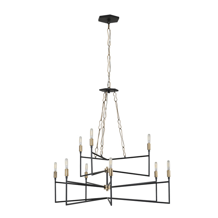 Varaluz 314C09HGCB Nine Light Chandelier, Havana Gold/Carbon