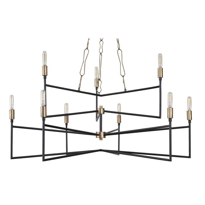 Varaluz 314C09HGCB Nine Light Chandelier, Havana Gold/Carbon