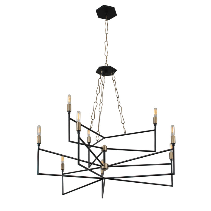Varaluz 314C09HGCB Nine Light Chandelier, Havana Gold/Carbon