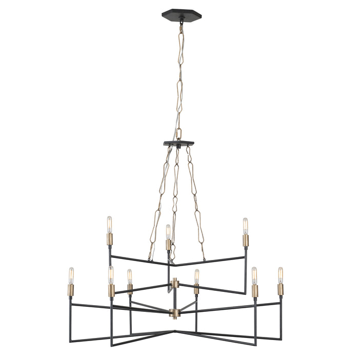 Varaluz 314C09HGCB Nine Light Chandelier, Havana Gold/Carbon