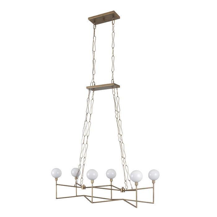 Varaluz 314N06HG Six Light Linear Pendant, Havana Gold