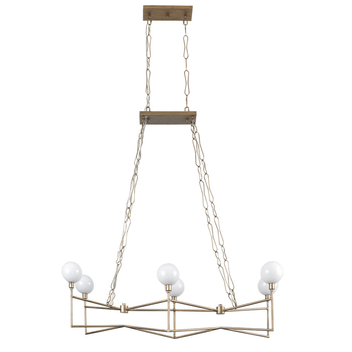 Varaluz 314N06HG Six Light Linear Pendant, Havana Gold